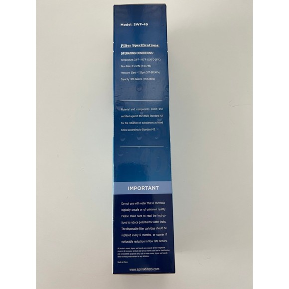 BNIB Sprink Frigidaire PureSource Kenmore Refrigerator Water Filter SWF-49 - Picture 4 of 6
